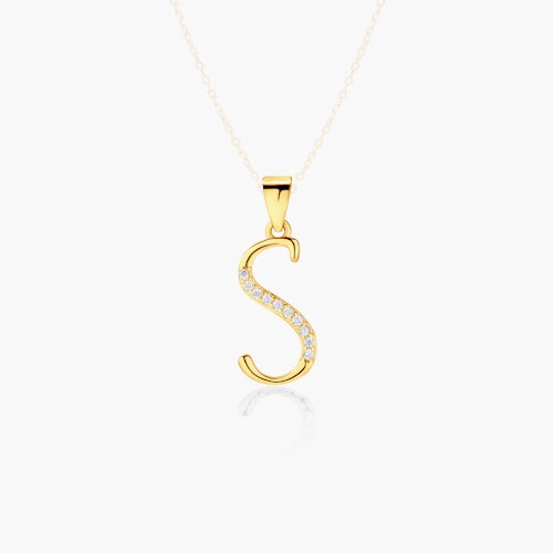 Zawieszka literka S Savicki: srebrna pozłacana, cyrkonie